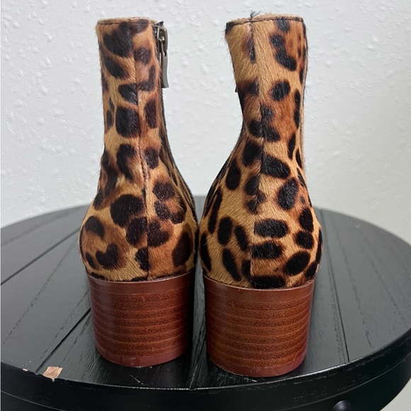 J. Crew Brown Ankle Boots with Chunky Heel Walker calf hair ankle boots 8.5 - Picture 3 of 5